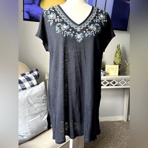 J.Jill oversized 100% linen embroidered tunic top size S